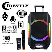 Parlante Portátil TREVELY TA-1592 15'' Bluetooth TWS RGB 800W