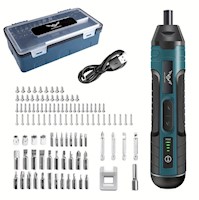 Destornillador Mini Inalámbrico Recargable 3.6V con Control de Torque, Luz LED y Kit Completo de 105 Accesorios