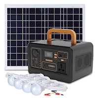 Kit Solar Portátil Lidimi LD-TY39000 con 4 Bombillas LED, Inversor 300W, Radio FM, Bluetooth y Panel Solar 10W