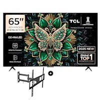 Televisor TCL Mini LED 65 QD UHD 4K Smart Google TV 65C6K + Rack Giratorio