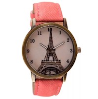 Reloj Mujer Analógico De Mujer Torre Eiffel Color Rojo