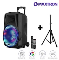 Parlante Maxtron AVALON MX113-V BT USB iluminación LED con trípode