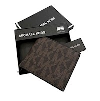 Billetera Bifold Hombre Michael Kors Slim Monogram Marron
