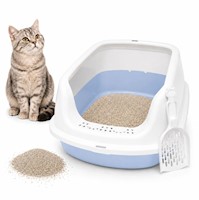Caja de Arena Arenero Sanitario para Gato Antiderrames con Pala 24x38x50cm