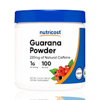 Cafeína Natural Guarana Powder Nutricost 100 Servicios