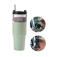 Termo Liso De Acero Inox Con Sorbete Color Verde - 890 Ml