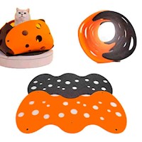 Túnel para Gatos Felpa Plegable 92cm Naranja/Negro