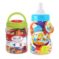 Set para Bebes Mordedores y Sonajeros + JUEGO DIDÁCTICO POTE CON LETRAS