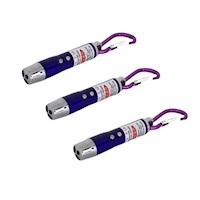 Llavero Pack X3 Linterna Uv, Led Blanco Y Laser Rojo 3 En 1 Morado