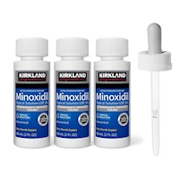 Minoxidil Liquido 5% Kirkland 3 Unid + Gotero Original para Barba y Cabello