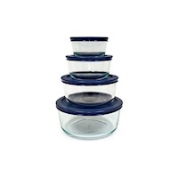 Set Bowl Redondo Pyrex con tapa plastica - Azul Sku97500