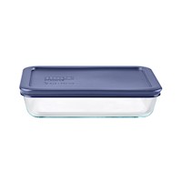 Fuente Rectangular Pyrex 750ml con tapa plastica - Azul - Sku24104