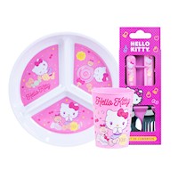 Vajilla Set Plato Division Hello kitty+Cubierto+Vaso Scool Play