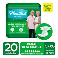 Pañal Plenitud Classic Talla G/XG - Bolsa 20 UN