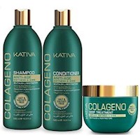 Kativa Colageno Anti-Edad Shampoo Acondicionador y Mascarilla