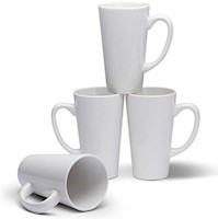 Mugs, Juego de 4 tazas altas de café de cerámica con embudo