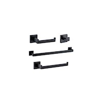 Toalleros Juego de 4 piezas de accesorios de baño negro mate