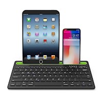 Teclado Universal Bluetooth Doble Canal y Soporte para Celular Tablet