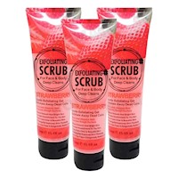 PACK 3 EXFOLIANTE FACIAL Y CORPORAL FRESA 320ML WOKALI