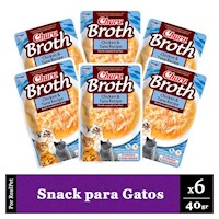 Pack Snack Sopa Gato Churu Broth Pollo Atún 6 Sobres x 40gr