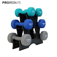 Set de mancuernas de neopreno PROIRON de 3KG, 4KG Y 5KG + Rack