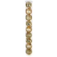 Tubo de 9 Bolas de Navidad de 8 cm - Dorado