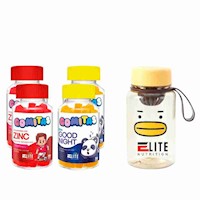 COMBO GOMITAS PARA NIÑOS ELITE - 2 ELITE ZINC + 2 ELITE GOOD NIGHT + TOMATODO