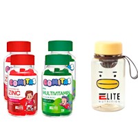 COMBO GOMITAS PARA NIÑOS ELITE - 2 ELITE ZINC + 2 ELITE MULTIVITAMIN + TOMATODO