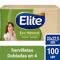 Servilleta Elite Dobladas En 4 Natural 100 un