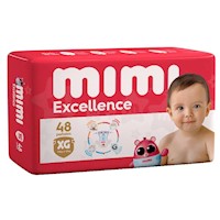 Pañal Mimi Excellence Talla XG - Bolsa 48 UN