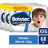 PACK x 3 Pañal para bebé Pañal Babysec Super Premium Pack XXG x 68
