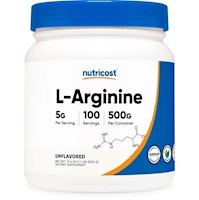 Suplemento en Polvo L-Arginine Nutricost 500 Grams - 5g Por Porcion
