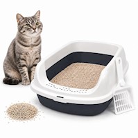 Caja de Arena Arenero Sanitario para Gato Antiderrames con Pala 13x30x42cm