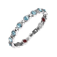 Pulsera Magnética Saludable Con Brillantes de Swarovski Light Blue