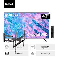 Televisor Samsung LED Smart TV 43 Crystal UHD 4K UN43CU7000GXPE + Rack Giratorio