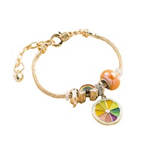 Pulsera Dorada Para Mujer con Charms Mod Arcoíris