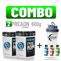 COMBO ADN NUTRITION - 2 PREADN HARDCORE 600 GR. FRUIT PUNCH + SHAKER