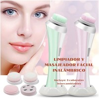 Limpiador y Masajeador Facial 3 en 1 Inalámbrico 2 Modos y 4 Puntas