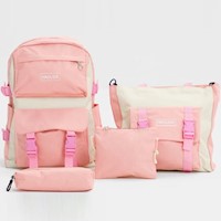 Pack Mochila Bolso Monedero Cartuchera 4 en 1 Kawaii