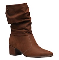 BOTIN MUJER PEGADA CUERO VESTIR CASTANHO 280901-05