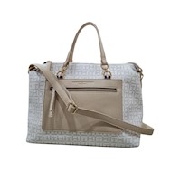 Cartera Tote Tommy Hilfiger Monogram Doble Asa - Beige