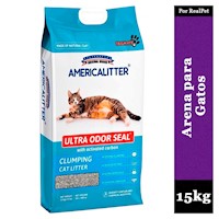 Arena para Gatos AmericaLitter Ultra Odor Seal Carbón 15 kg