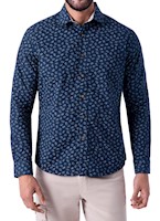 CAMISA POPELINA STRETCH NORTON PARA HOMBRE - AZUL