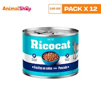 RICOCAT ADULTO TROCITOS EN SALSA PESCADO LTA 160GR X12 UN