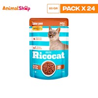 RICOCAT ADULTO FILETITOS PAVO POUCH 85GR X24 UN