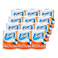 Papel Toalla SCOTT Multiusos 100 Hojas - Plancha 12 Rollos