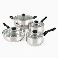 Juego de Ollas Oster Rametto 8 piezas Acero Inoxidable Plateado