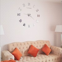 Reloj 3D Pared Grande Decorativo - Lucas Plateado