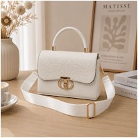 Cartera de Mano Elegante para Mujer con Correa Ajustable y Broche Dorado