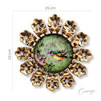 Espejo Decorativo Circular Flores Talladas 25 cm
